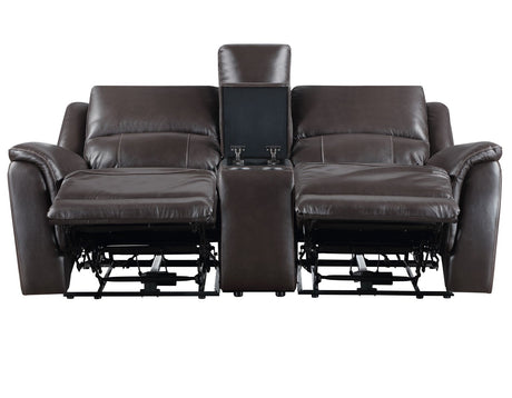 Alexandria Chocolate 3-Piece Top-Grain Leather Power Reclining Set by Steve Silver at Eve Furniture