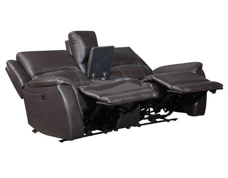 Alexandria Chocolate 3-Piece Top-Grain Leather Power Reclining Set by Steve Silver at Eve Furniture