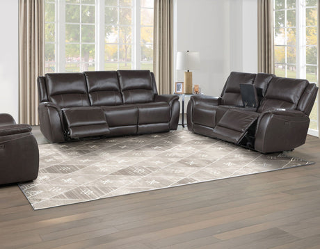 Alexandria Chocolate 3-Piece Top-Grain Leather Power Reclining Set by Steve Silver at Eve Furniture