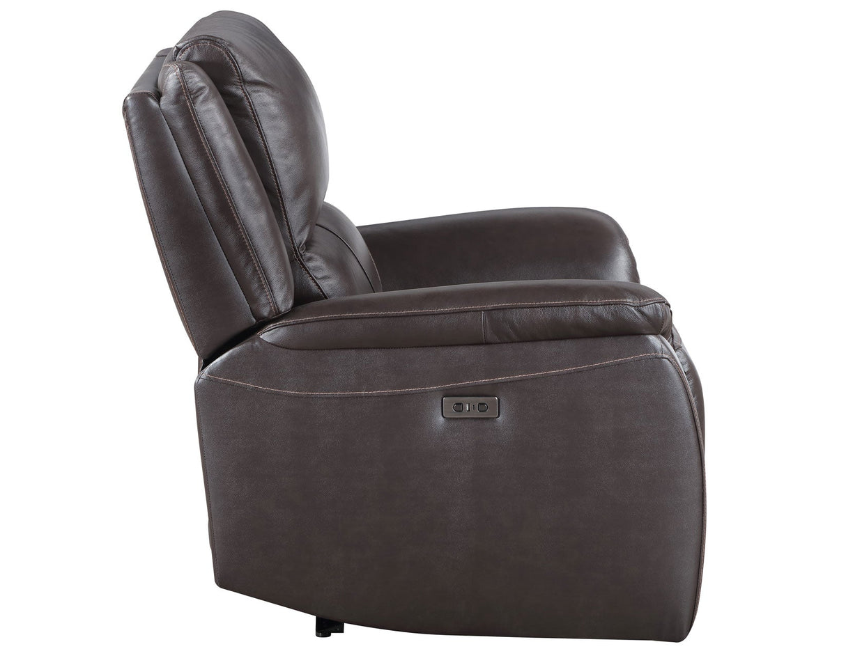 Alexandria Chocolate 3-Piece Top-Grain Leather Power Reclining Set by Steve Silver at Eve Furniture