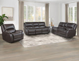 Alexandria Chocolate 3-Piece Top-Grain Leather Power Reclining Set by Steve Silver at Eve Furniture