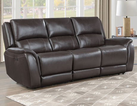 Alexandria Chocolate 3-Piece Top-Grain Leather Power Reclining Set by Steve Silver at Eve Furniture
