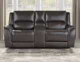 Alexandria Chocolate 3-Piece Top-Grain Leather Power Reclining Set by Steve Silver at Eve Furniture
