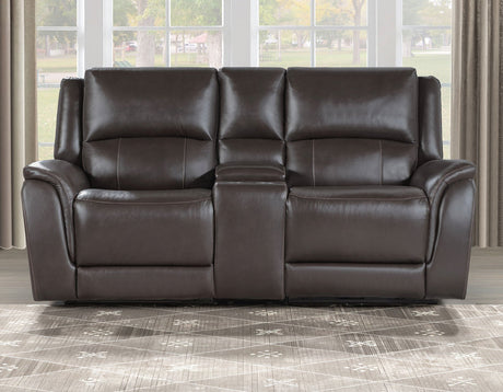 Alexandria Chocolate 3-Piece Top-Grain Leather Power Reclining Set by Steve Silver at Eve Furniture