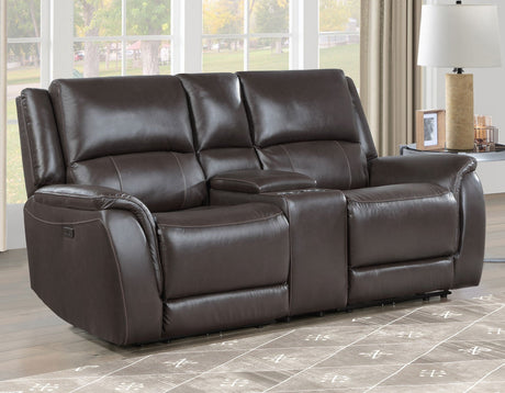 Alexandria Chocolate 3-Piece Top-Grain Leather Power Reclining Set by Steve Silver at Eve Furniture