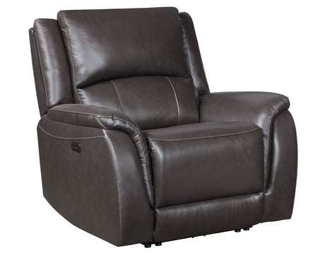Alexandria Chocolate Top-Grain Leather Power Recliner by Steve Silver at Eve Furniture