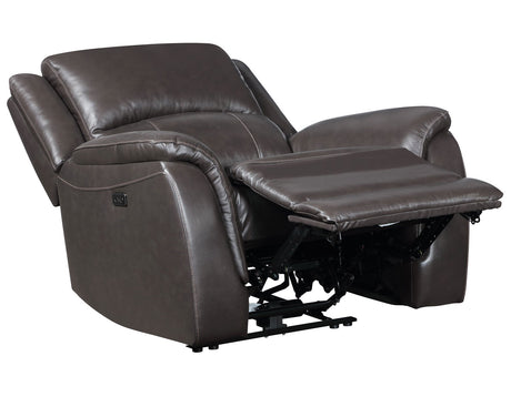 Alexandria Chocolate Top-Grain Leather Power Recliner by Steve Silver at Eve Furniture