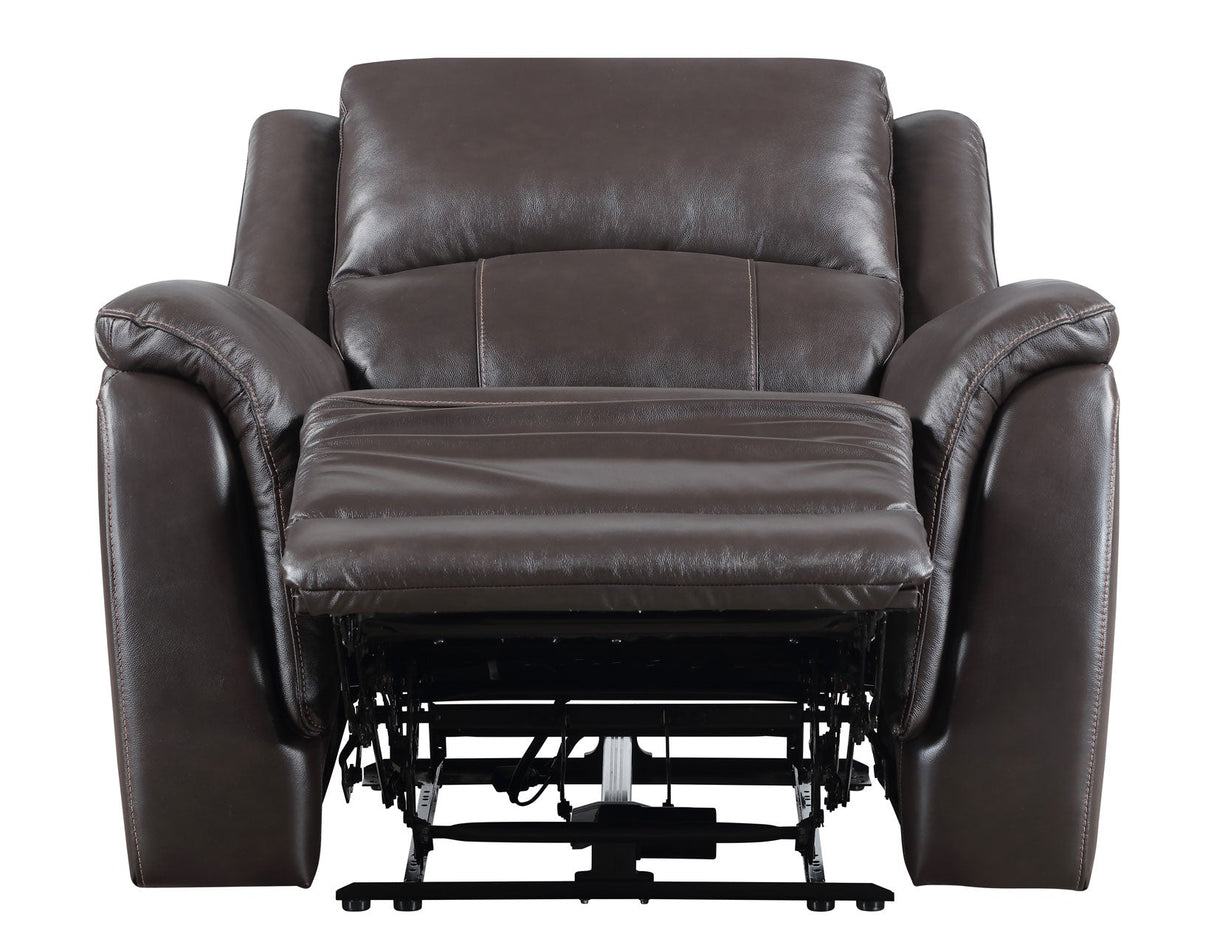 Alexandria Chocolate Top-Grain Leather Power Recliner by Steve Silver at Eve Furniture