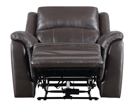 Alexandria Chocolate Top-Grain Leather Power Recliner by Steve Silver at Eve Furniture