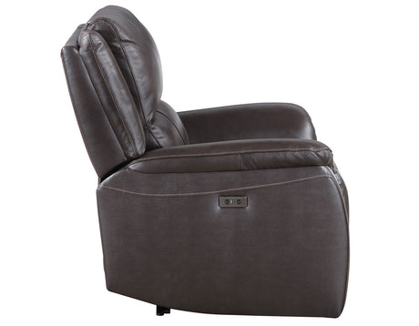 Alexandria Chocolate Top-Grain Leather Power Recliner by Steve Silver at Eve Furniture
