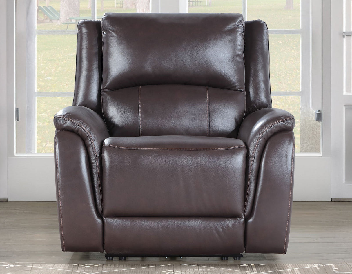 Alexandria Chocolate Top-Grain Leather Power Recliner by Steve Silver at Eve Furniture