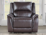 Alexandria Chocolate Top-Grain Leather Power Recliner by Steve Silver at Eve Furniture