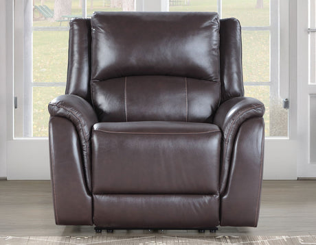 Alexandria Chocolate Top-Grain Leather Power Recliner by Steve Silver at Eve Furniture