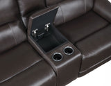 Alexandria Chocolate Top-Grain Leather Power Reclining Console Loveseat by Steve Silver at Eve Furniture