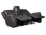Alexandria Chocolate Top-Grain Leather Power Reclining Console Loveseat by Steve Silver at Eve Furniture