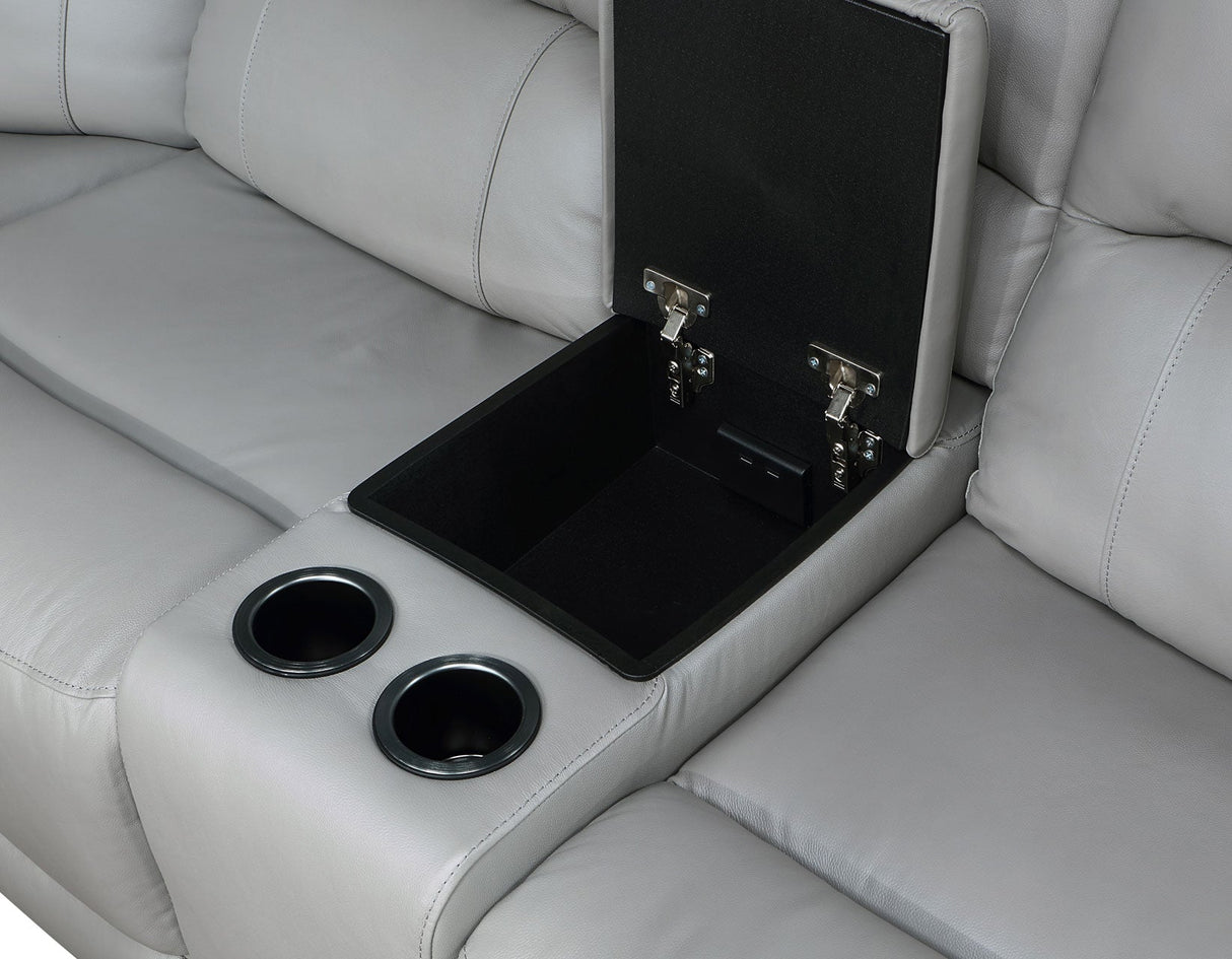 Alexandria Stone Top-Grain Leather 6-Piece Power Reclining Set by Steve Silver at Eve Furniture