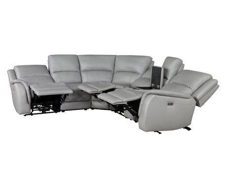 Alexandria Stone Top-Grain Leather 6-Piece Power Reclining Set by Steve Silver at Eve Furniture
