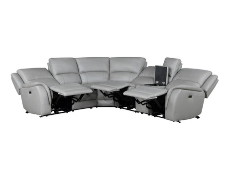 Alexandria Stone Top-Grain Leather 6-Piece Power Reclining Set by Steve Silver at Eve Furniture