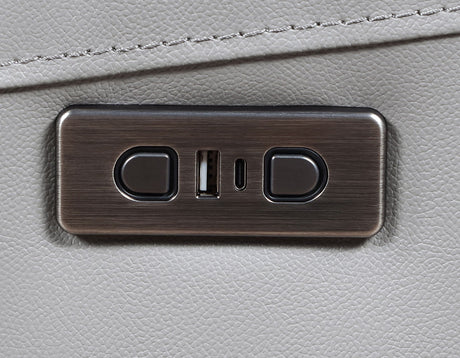 Alexandria Stone Top-Grain Leather Power Reclining Console Loveseat by Steve Silver at Eve Furniture