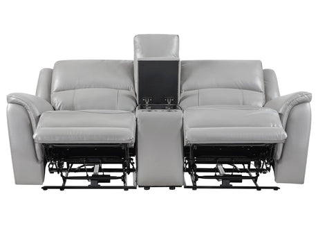 Alexandria Stone Top-Grain Leather Power Reclining Console Loveseat by Steve Silver at Eve Furniture
