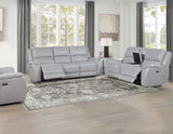Alexandria Stone Top-Grain Leather Power Reclining Sofa by Steve Silver at Eve Furniture