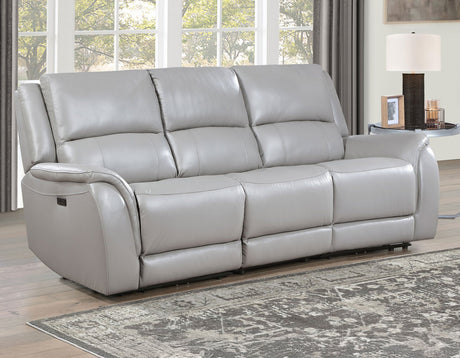 Alexandria Stone Top-Grain Leather Power Reclining Sofa by Steve Silver at Eve Furniture