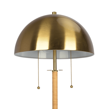 Allure 2-Light Floor Lamp, Gold Brass, Natural Rattan Tube , Double On/Off Pull Chain by Ashcroft Imports at Eve Furniture