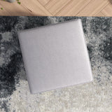 Amber Square Upholstered Ottoman (Light Gray Linen) by Ashcroft Imports at Eve Furniture