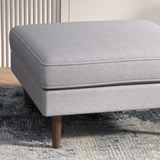 Amber Square Upholstered Ottoman (Light Gray Linen) by Ashcroft Imports at Eve Furniture