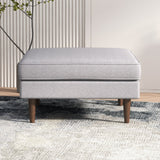 Amber Square Upholstered Ottoman (Light Gray Linen) by Ashcroft Imports at Eve Furniture