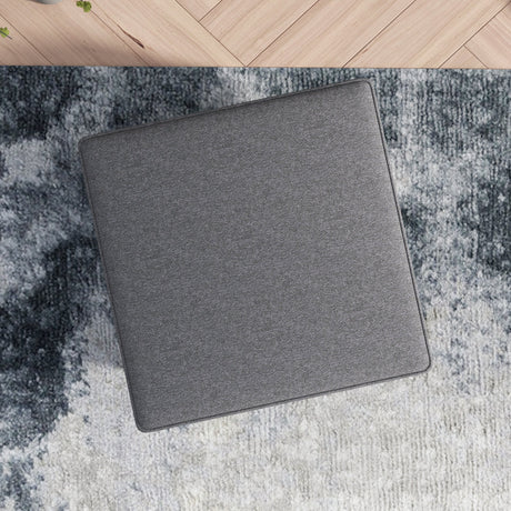 Amber Square Upholstered Ottoman (Seaside Grey) by Ashcroft Imports at Eve Furniture