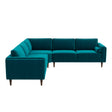 Amber Teal Velvet Corner Sectional Sofa by Ashcroft Imports at Eve Furniture