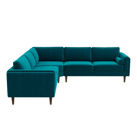Amber Teal Velvet Corner Sectional Sofa by Ashcroft Imports at Eve Furniture