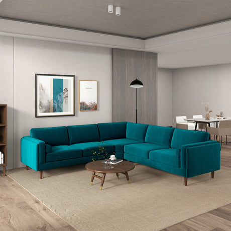 Amber Teal Velvet Corner Sectional Sofa by Ashcroft Imports at Eve Furniture