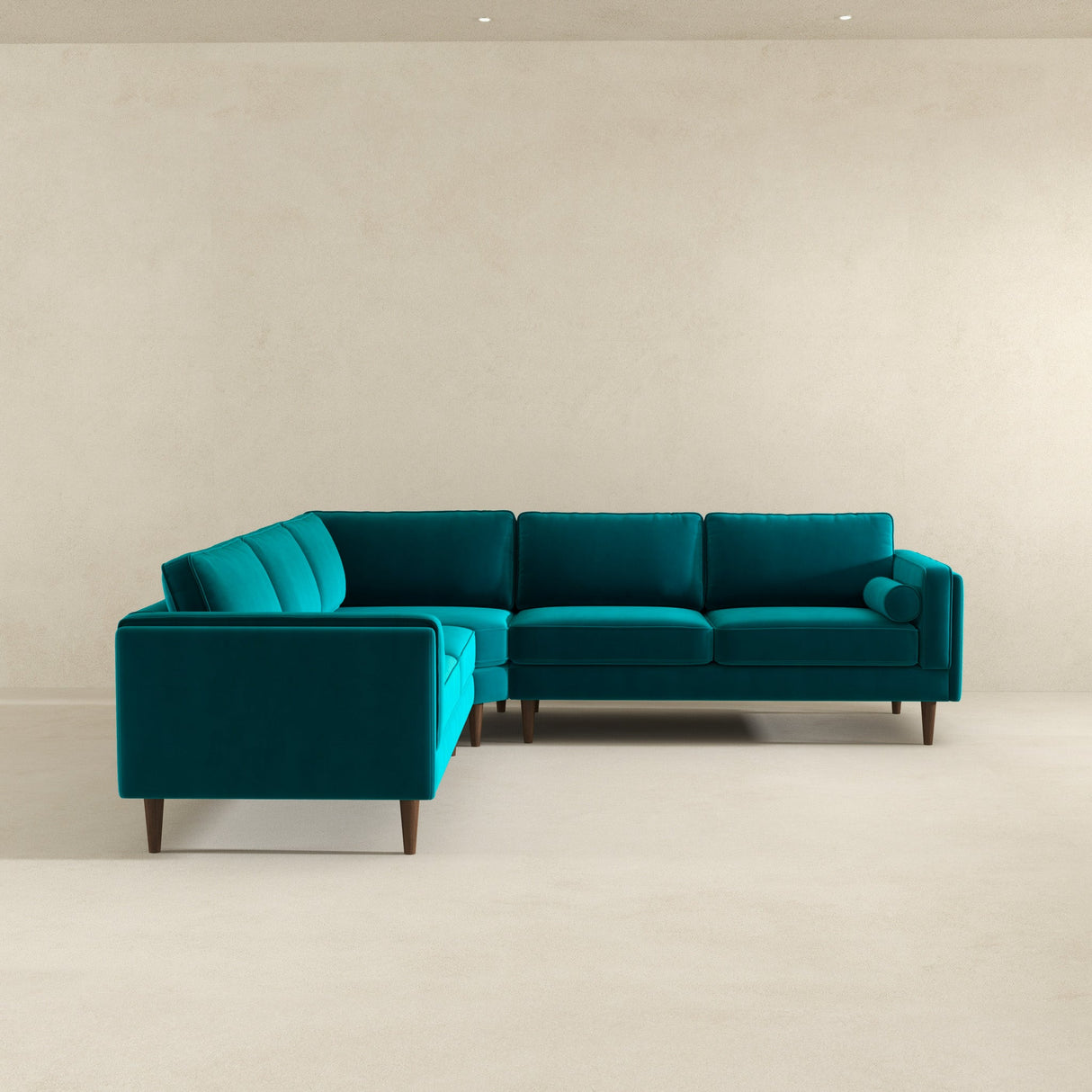 Amber Teal Velvet Corner Sectional Sofa by Ashcroft Imports at Eve Furniture