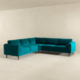 Amber Teal Velvet Corner Sectional Sofa by Ashcroft Imports at Eve Furniture