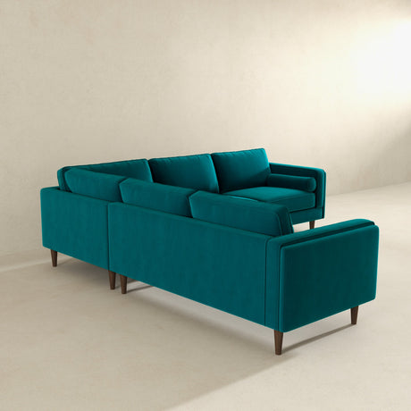 Amber Teal Velvet Corner Sectional Sofa by Ashcroft Imports at Eve Furniture