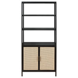 Amherst Black 3-Shelf Radio Weave Cane Metal Accent Cabinet by Coaster at Eve Furniture