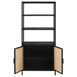 Amherst Black 3-Shelf Radio Weave Cane Metal Accent Cabinet by Coaster at Eve Furniture