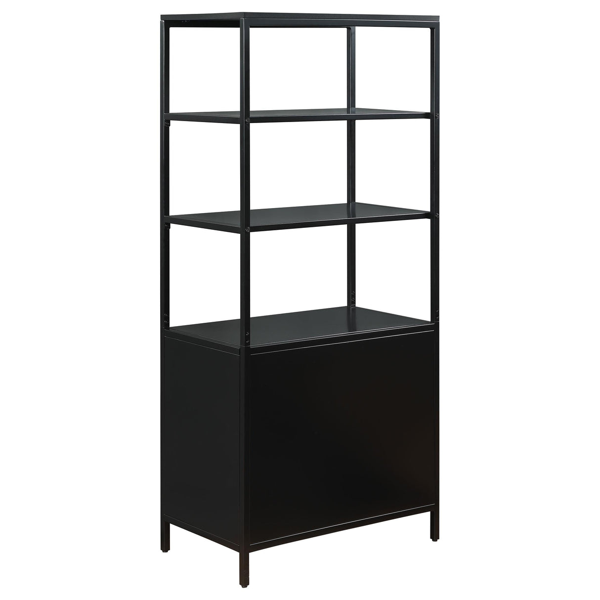 Amherst Black 3-Shelf Radio Weave Cane Metal Accent Cabinet by Coaster at Eve Furniture
