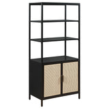 Amherst Black 3-Shelf Radio Weave Cane Metal Accent Cabinet by Coaster at Eve Furniture