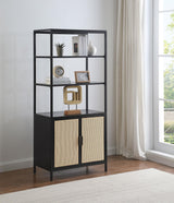 Amherst Black 3-Shelf Radio Weave Cane Metal Accent Cabinet by Coaster at Eve Furniture