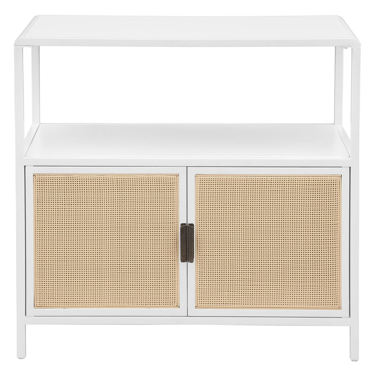 Amherst White 2-Door Radio Weave Cane Metal Accent Cabinet by Coaster at Eve Furniture