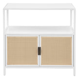 Amherst White 2-Door Radio Weave Cane Metal Accent Cabinet by Coaster at Eve Furniture