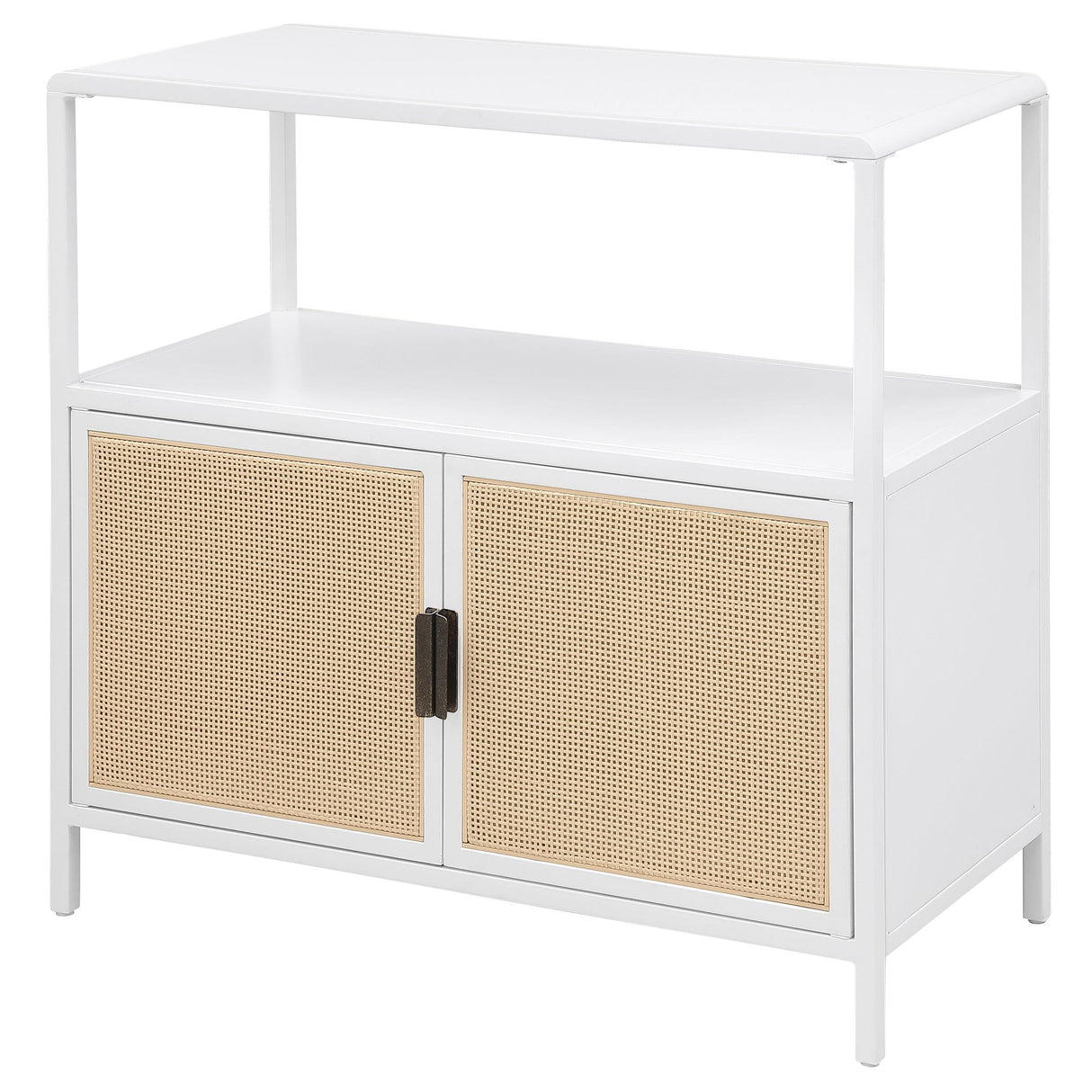 Amherst White 2-Door Radio Weave Cane Metal Accent Cabinet by Coaster at Eve Furniture