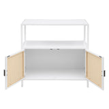 Amherst White 2-Door Radio Weave Cane Metal Accent Cabinet by Coaster at Eve Furniture