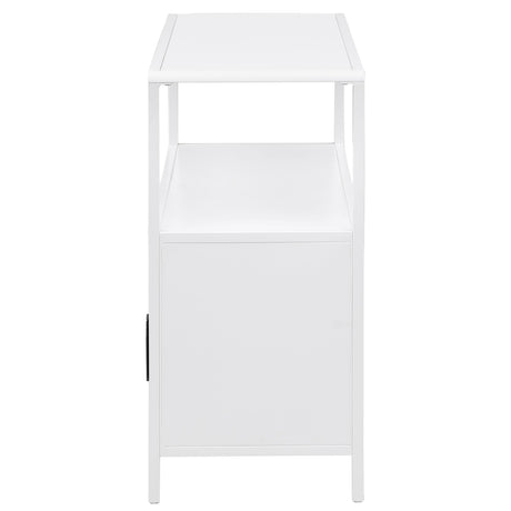 Amherst White 2-Door Radio Weave Cane Metal Accent Cabinet by Coaster at Eve Furniture