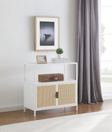 Amherst White 2-Door Radio Weave Cane Metal Accent Cabinet by Coaster at Eve Furniture