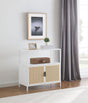 Amherst White 2-Door Radio Weave Cane Metal Accent Cabinet by Coaster at Eve Furniture