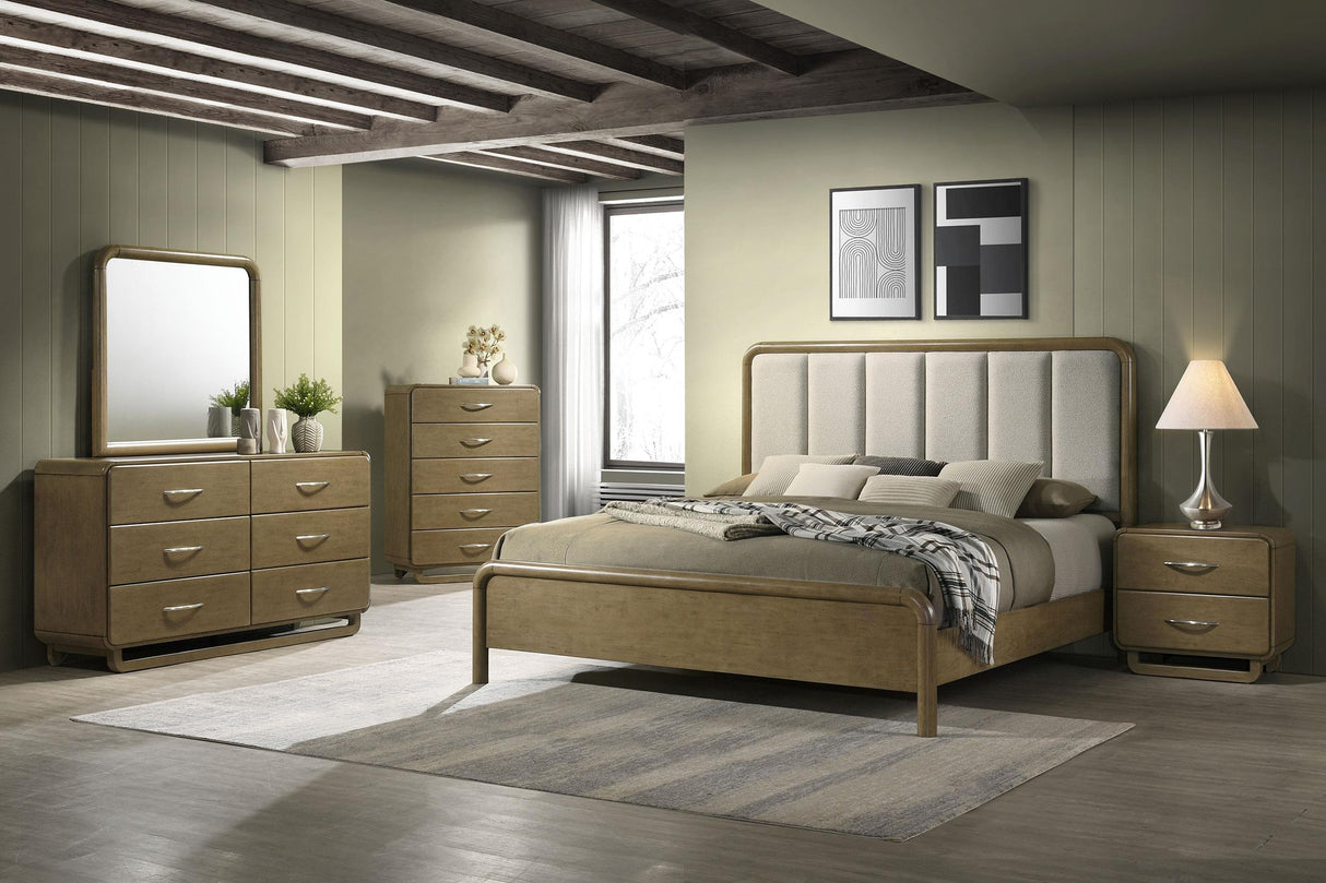 Amsbury Nutmeg Upholstered California King Bed by Coaster at Eve Furniture